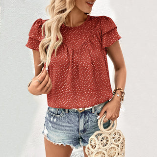 Ruffled Short Sleeves Shirt