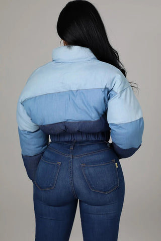 Denim Gradient Stitching Jacket