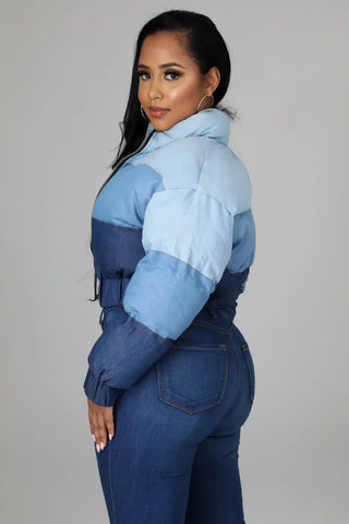 Denim Gradient Stitching Jacket