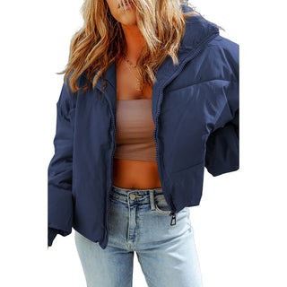 Casual All-matching Warm Coat For Women Dark Blue