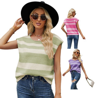 Casual Striped Sweater Green Mock-up  Front View, Sizes Small, Medium, Large, X-Large