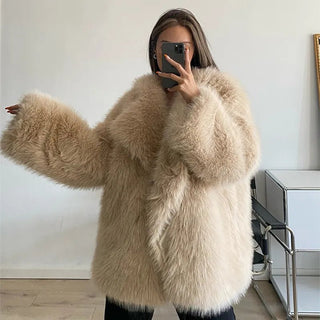 Fur Coat Artificial Wool Clip Coat White