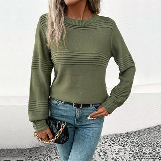 Knitted Long Sleeve Sweater Army Green