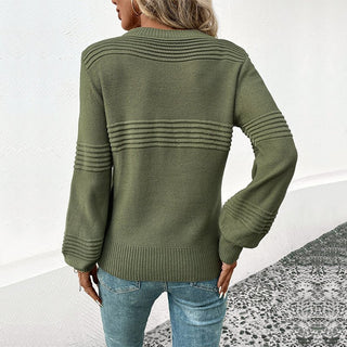 Knitted Long Sleeve Sweater Army Green