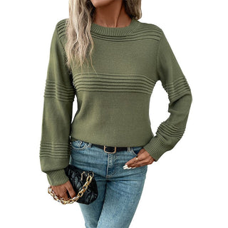 Knitted Long Sleeve Sweater Army Green