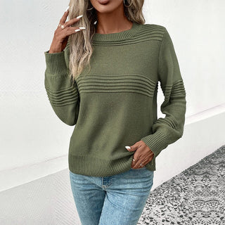 Knitted Long Sleeve Sweater Army Green