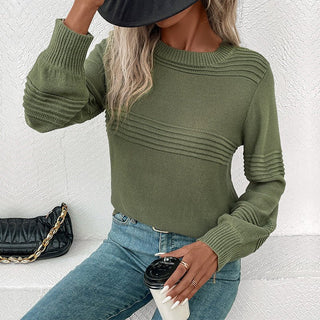 Knitted Long Sleeve Sweater Army Green