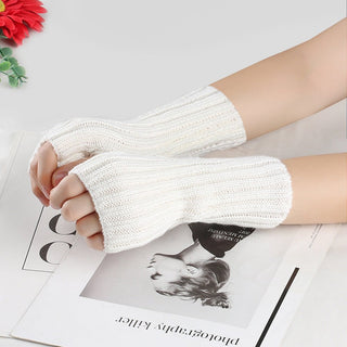 Knitting Wool Gloves Straight Arm Knitted Warm White