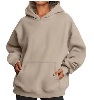 Oversized Hoodies Fleece Sweater Khaki