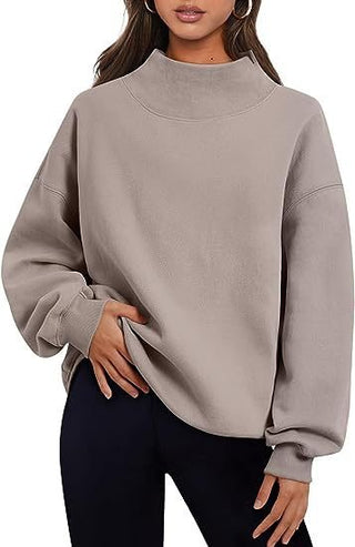 Pullover Sweatshirt Round Neck Khaki