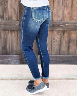 Street Tassels Skinny Jeans Blue