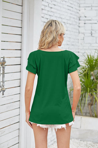 Summer Square Collar T-shirt Loose Top Green