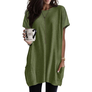 Thigh-length Short Sleeve Top Green