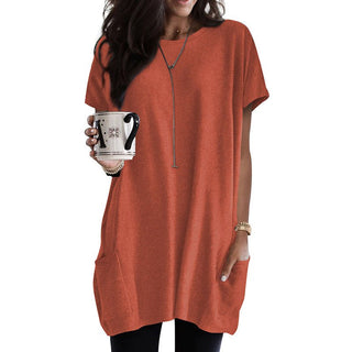 Thigh-length Short Sleeve Top Orange