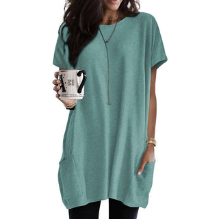 Thigh-length Short Sleeve Top Peacock Green