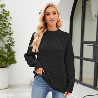 Twist Casual Round Neck Sweater Black