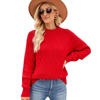 Twist Casual Round Neck Sweater Red