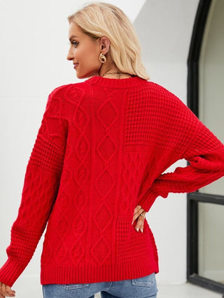 Twist Casual Round Neck Sweater Red