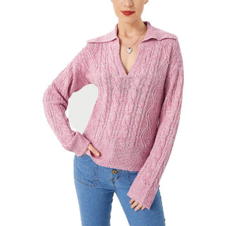 Warm Casual Lapel Sweater Pink Small, Medium, Large, X Large Mockup