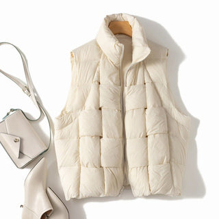 Warm Down Short Vest Autumn And Winter White Duck Down Beige