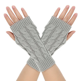 Warm Wool Gloves Winter Open Finger Light Gray