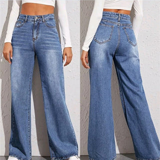 Women's Loose High Waist Wide Leg Jeans Light Blue