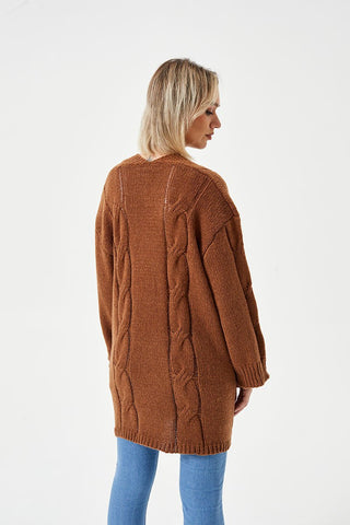 Women's Warm Long Casual Cardigan Sweater Brown